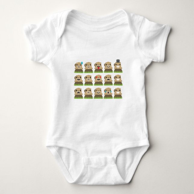 groundhog emojis baby bodysuit (Front)