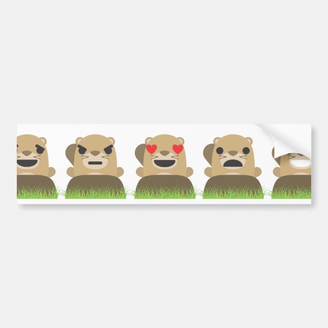 groundhog emojis bumper sticker (Front)