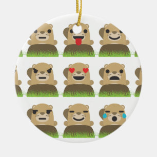 groundhog emojis ceramic ornament