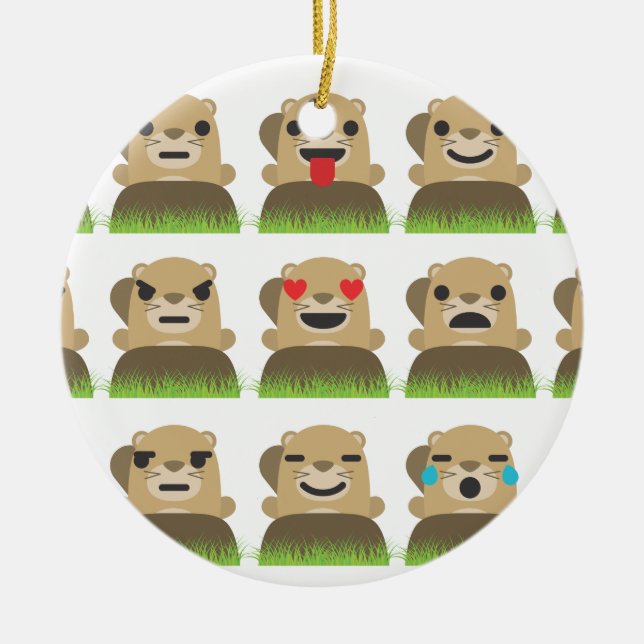 groundhog emojis ceramic ornament (Front)