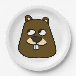 Groundhog Face Paper Plate