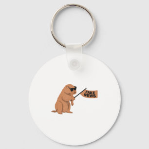 Groundhog Fake News Marmot Influencer Social Media Keychain