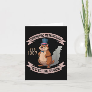 Groundhog Funny Uni Adults Kids Black Short Sleeve Card