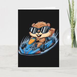 Groundhog Go-kart Racing Happy Groundhog Day Boys  Card