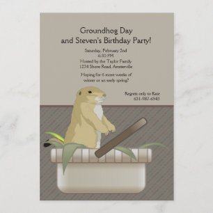 Groundhog in a Basket Party Invitation