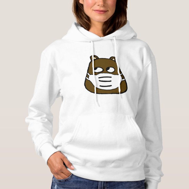 Groundhog in Face Mask Hoodie (Front)