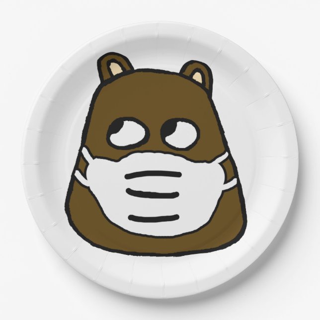 Groundhog in Face Mask Paper Plate (Front)