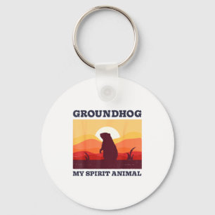 Groundhog Is My Spirit Animal Funny Men Retro Vint Keychain