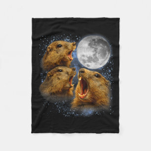 Groundhog Lover Groundhog Howling At The Moon Meme Fleece Blanket