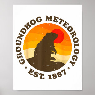 Groundhog Meteorology Est 1887 Men Woodchuck Retro Poster