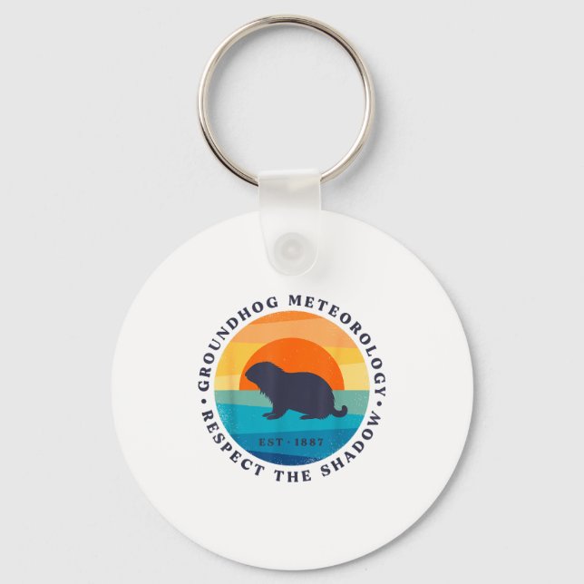 Groundhog Meteorology Est 1887 Respect Shadow Retr Keychain (Front)