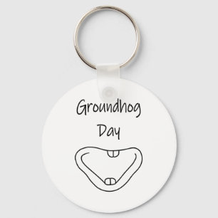 Groundhog Mouth Smile Line Art For Groundhog Day Keychain