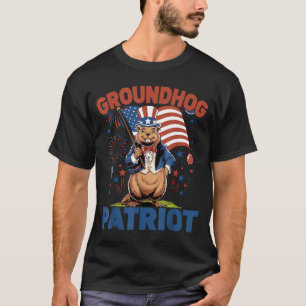 Groundhog Patriot American Flag 4th Of July Celebr T-Shirt