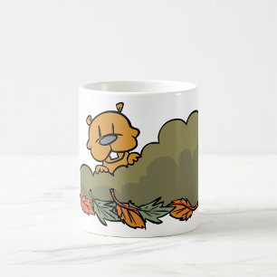 Groundhog Peeking Through Autumn Bushes  Coffee Mug