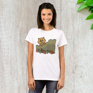 Groundhog Peeking Through Autumn Bushes  T-Shirt