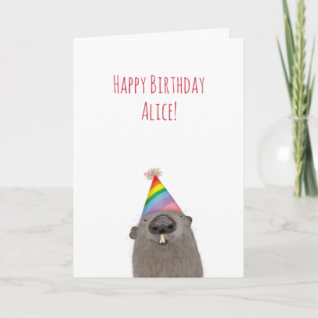 Groundhog personalized birthday card (Front)