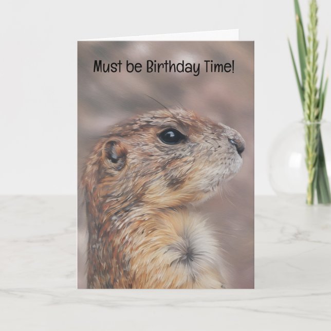 Groundhog Portrait Cute Birthday Card (Front)