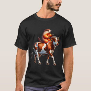 Groundhog Riding Cow Costume Family Kids Toddler T-Shirt