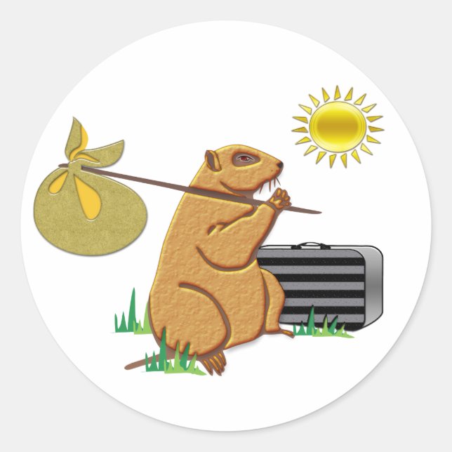 Groundhog Runs Away Classic Round Sticker (Front)