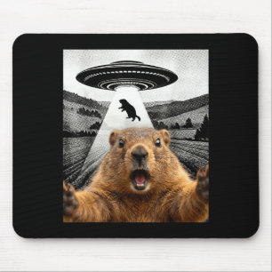 Groundhog Selfie With Alien Ufo Humor Men Women Ki Mouse Pad