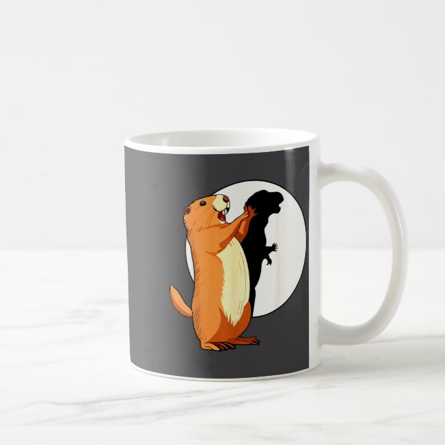 Groundhog Shadow Dinosaur Funny Puppet Happy Groun Coffee Mug (Right)