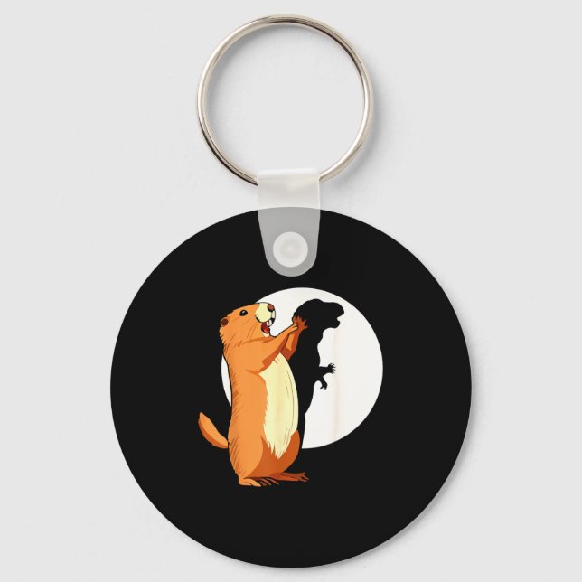 Groundhog Shadow Dinosaur Funny Puppet Happy Groun Keychain (Front)