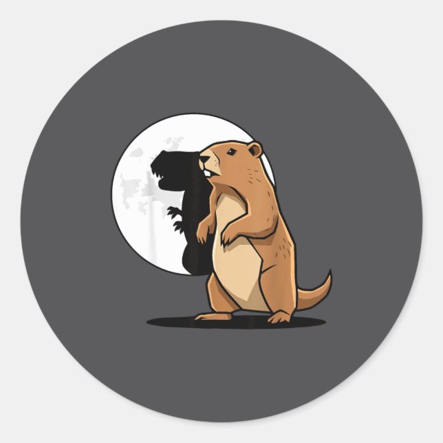 Groundhog Shadow Dinosaur Puppet Happy Groundhog D Classic Round Sticker (Front)