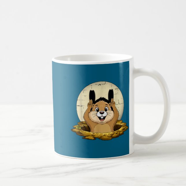 Groundhog Shadow Funny Puppet Happy Groundhog Day  Coffee Mug (Right)