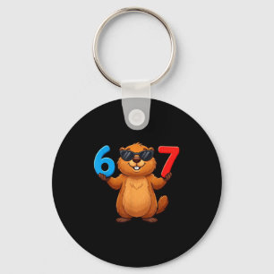 Groundhog Six Seven Drip 67 Meme Funny 6-7 Groundh Keychain