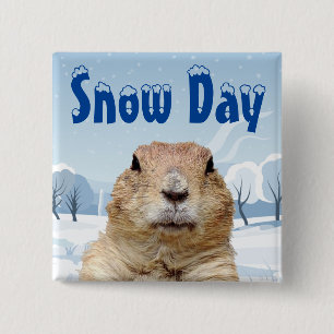 Groundhog Snow Day 2 Inch Square Button