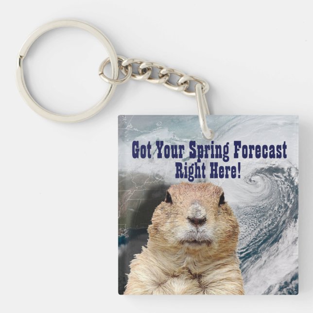 Groundhog Spring Forecast Keychain (Front)