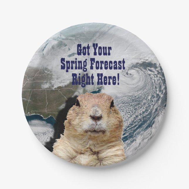 Groundhog Spring Forecast Paper Plate (Front)