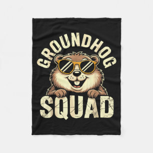 Groundhog Squad 2026 Happy Groundhog Day Fleece Blanket