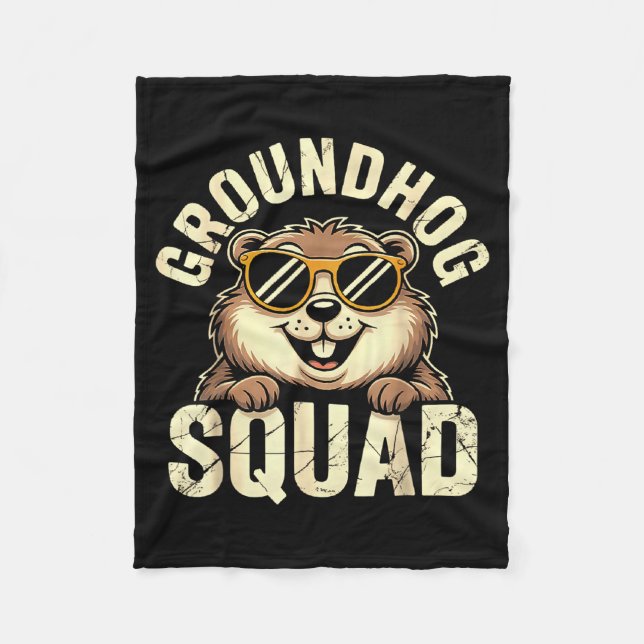 Groundhog Squad 2026 Happy Groundhog Day  Fleece Blanket (Front)