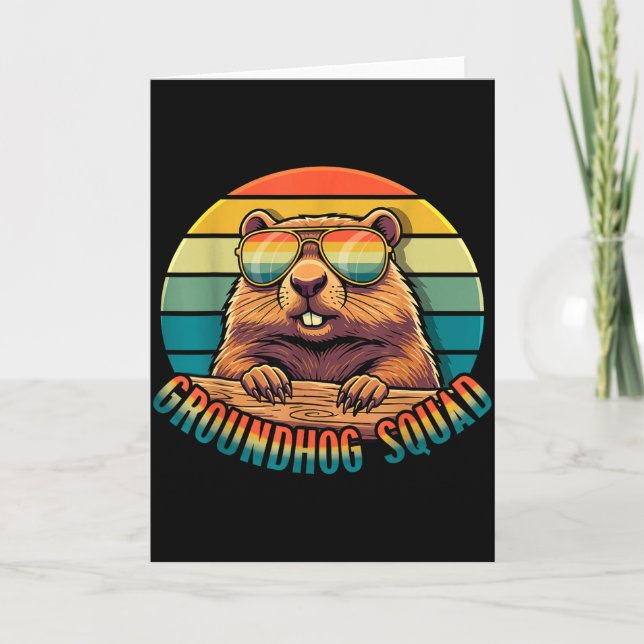 Groundhog Squad Retro Happy Groundhog Day Vintage  Card (Front)