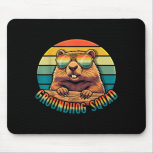 Groundhog Squad Retro Happy Groundhog Day Vintage Mouse Pad