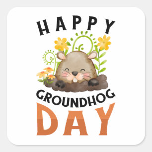 Groundhog square sticker