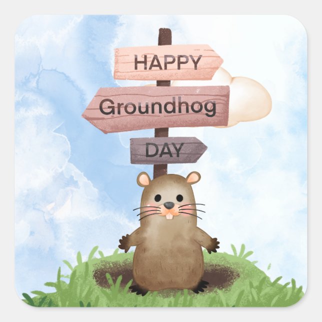 Groundhog  square sticker (Front)