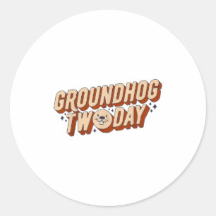 Groundhog Twoday Retro Vintage Funny Animal Pun Me Classic Round Sticker