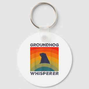 Groundhog Whisperer Retro Vintage Woodchuck Animal Keychain