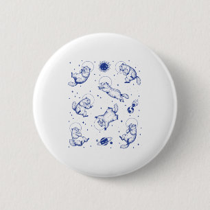 Groundhogs Astronaut In Space Funny Retro Groundho 2 Inch Round Button