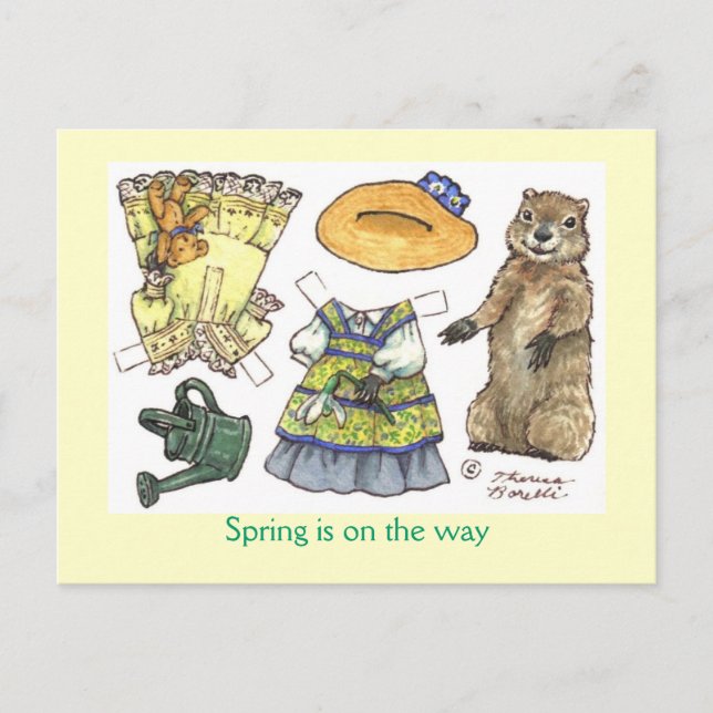 Groundhog's Day paper doll postcard (Front)