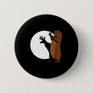 Groundhogs Deer Shadow Puppet Funny Woodchuck 2 Inch Round Button