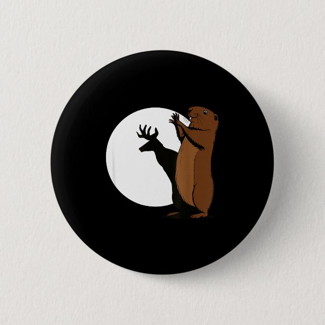 Groundhogs Deer Shadow Puppet Funny Woodchuck  2 Inch Round Button (Front)