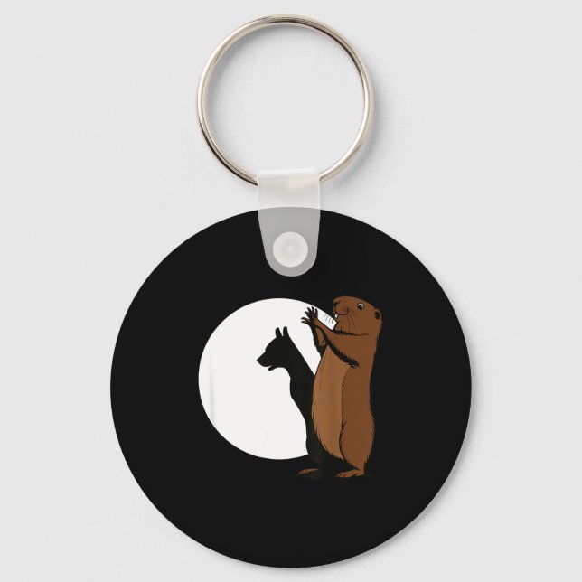 Groundhogs Dog Shadow Puppet Funny Woodchuck  Keychain (Front)