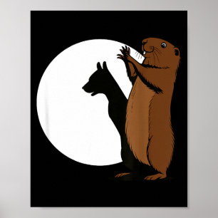 Groundhogs Dog Shadow Puppet Funny Woodchuck Poster