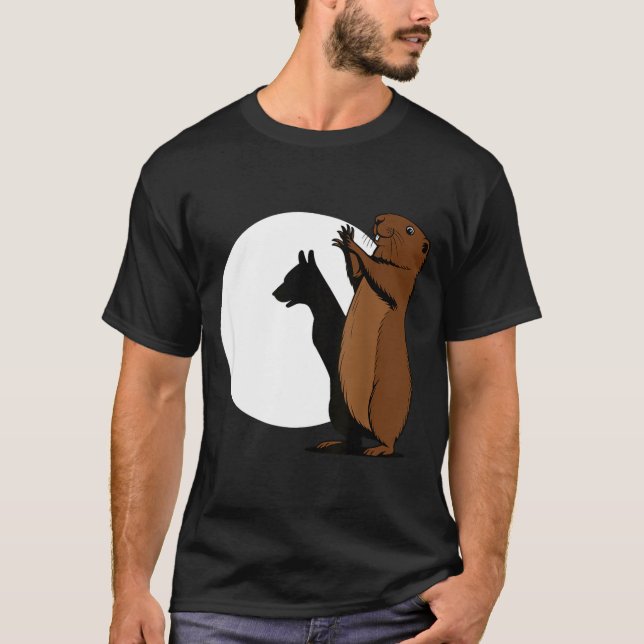 Groundhogs Dog Shadow Puppet Funny Woodchuck  T-Shirt (Front)