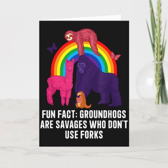 Groundhogs Eat Without Forks Funny Animal Pun Humo Card (Front)