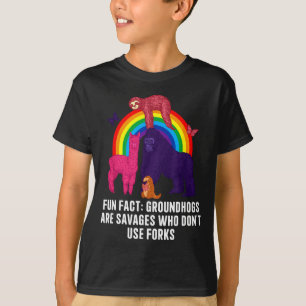 Groundhogs Eat Without Forks Funny Animal Pun Humo T-Shirt