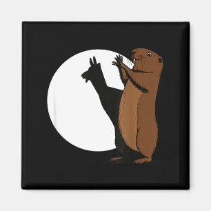 Groundhogs Llama Shadow Puppet Funny Woodchuck  Magnet